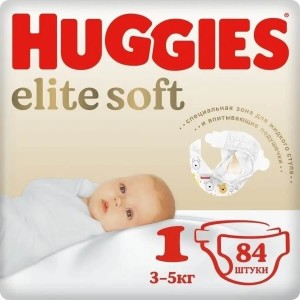 Подгузники для новорожденных Huggies Elite Soft 1 Mega 84шт