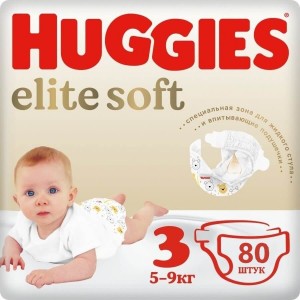 Подгузники Huggies Elite Soft 3 Mega 80шт